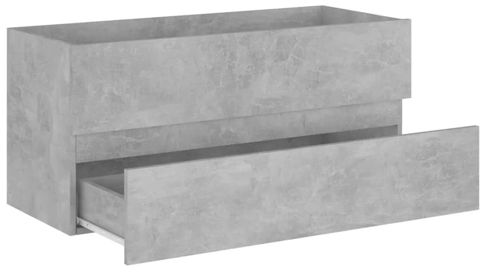 vidaXL Ντουλάπι Μπάνιου με Νιπτήρα Γκρι Σκυροδέματος από Επεξ. Ξύλο