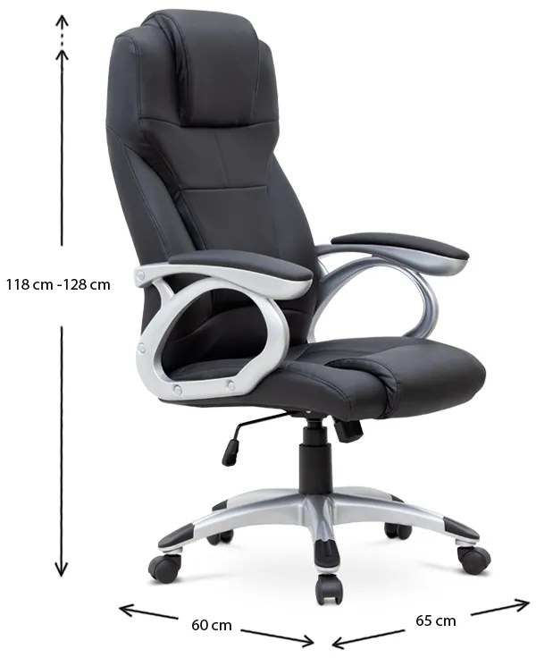 Καρέκλα γραφείου διευθυντική Luca Megapap από τεχνόδερμα χρώμα μαύρο 65x60x118/128εκ.