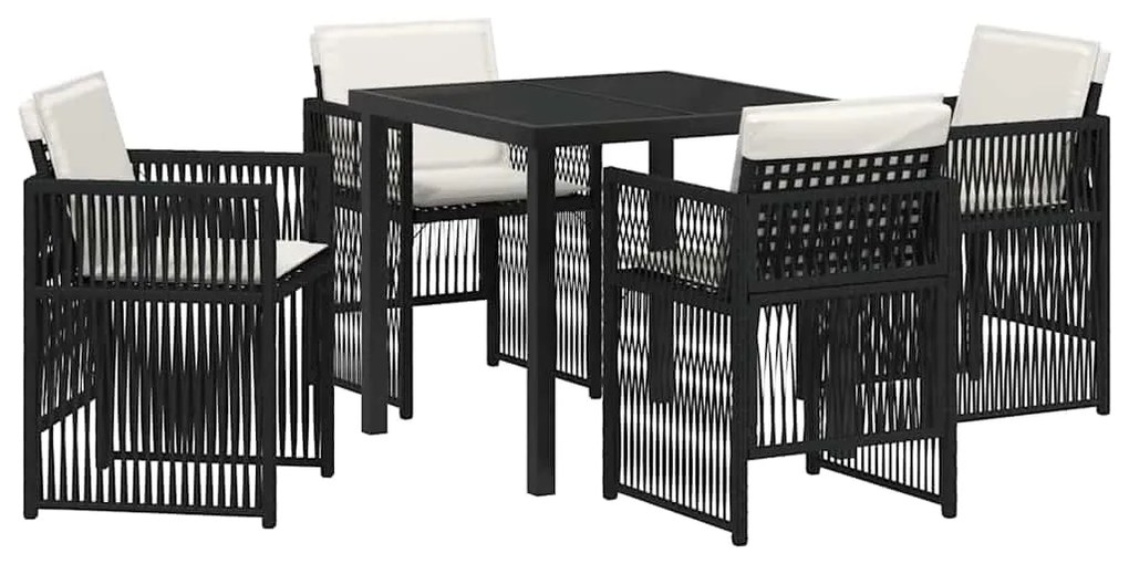 vidaXL Σέτ φαγητού για κήπο 5 pcs Μαύρο Χάλυβας με επίστρωση πούδρας