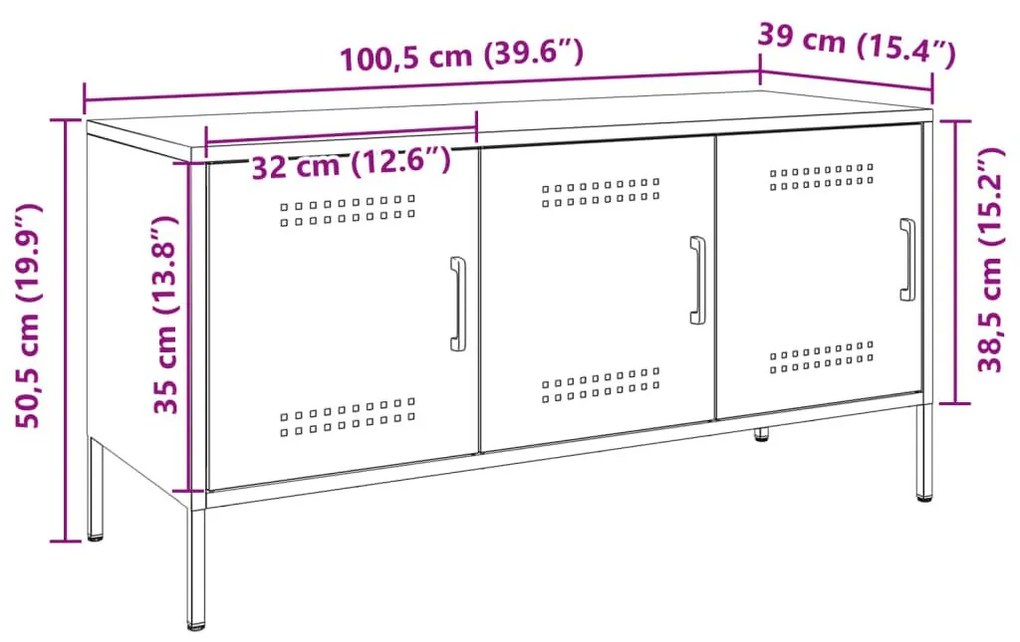 Έπιπλο Τηλεόρασης Πράσινο Λαδί 100,5x39x50,5 εκ. από Ατσάλι - Πράσινο