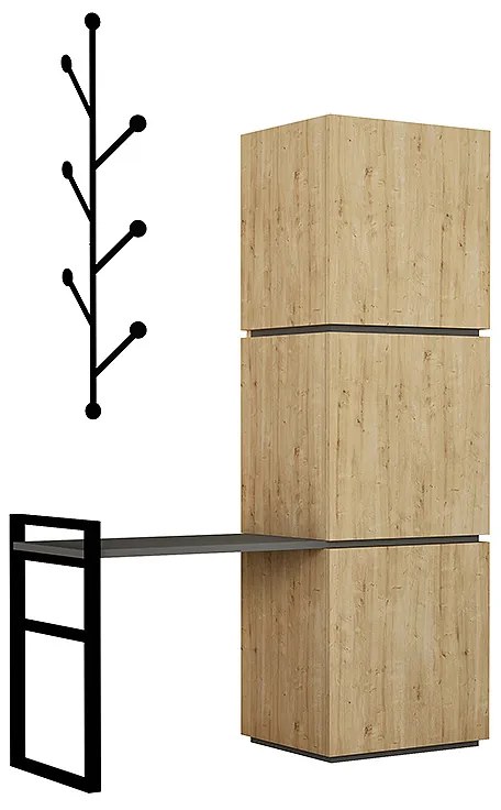 Έπιπλο εισόδου με κρεμάστρα Mello Megapap χρώμα sapphire oak 109x39x149εκ.