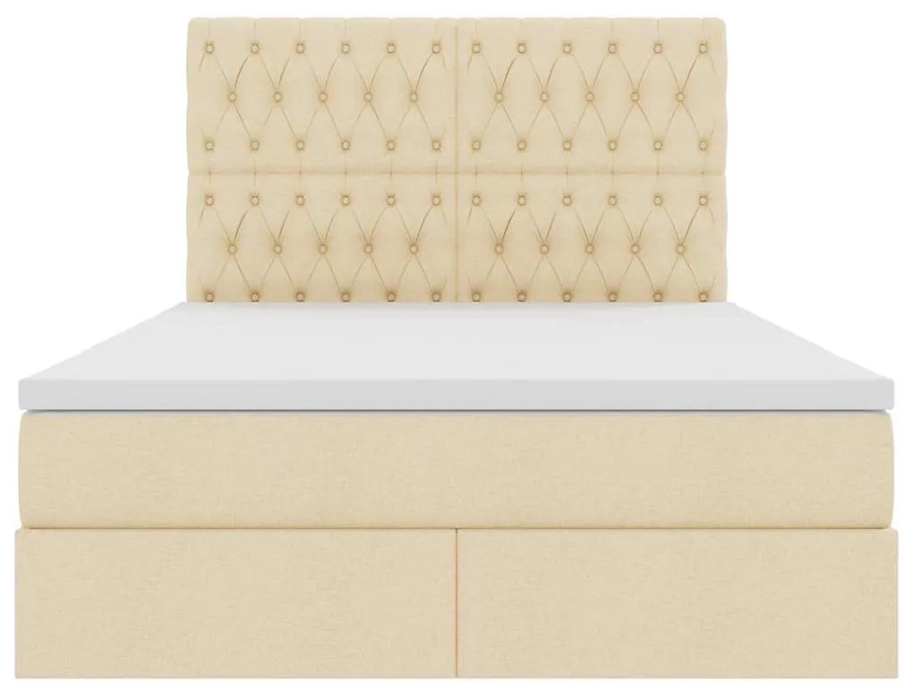 vidaXL Κρεβάτι Αποθήκης με στρώμα Κρέμ 140 x 200 cm Τεχνητό Δέρμα