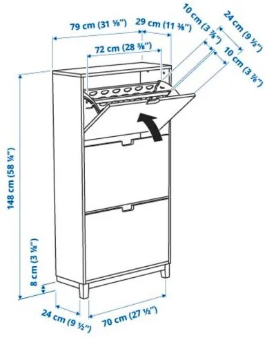 STÄLL παπουτσοθήκη με 3 τμήματα, 79x29x148 cm 505.302.62