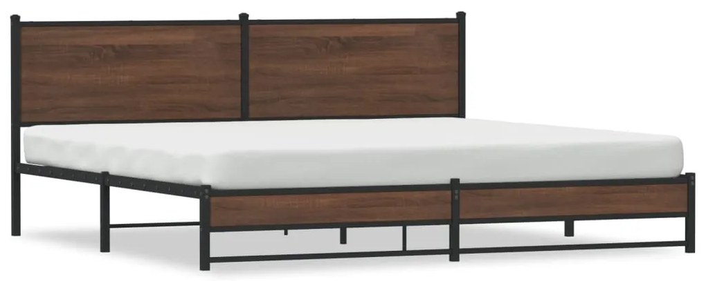 vidaXL Σκελετός Κρεβ. Χωρίς Στρώμα Καφέ Δρυς 200x200 εκ. Μεταλλικό