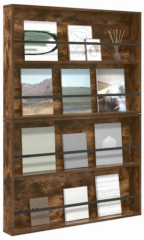 vidaXL Ράφι Περιοδικών με ράφι 2 pcs Καπνιστό Δρύς 100 x 12 x 70 εκ