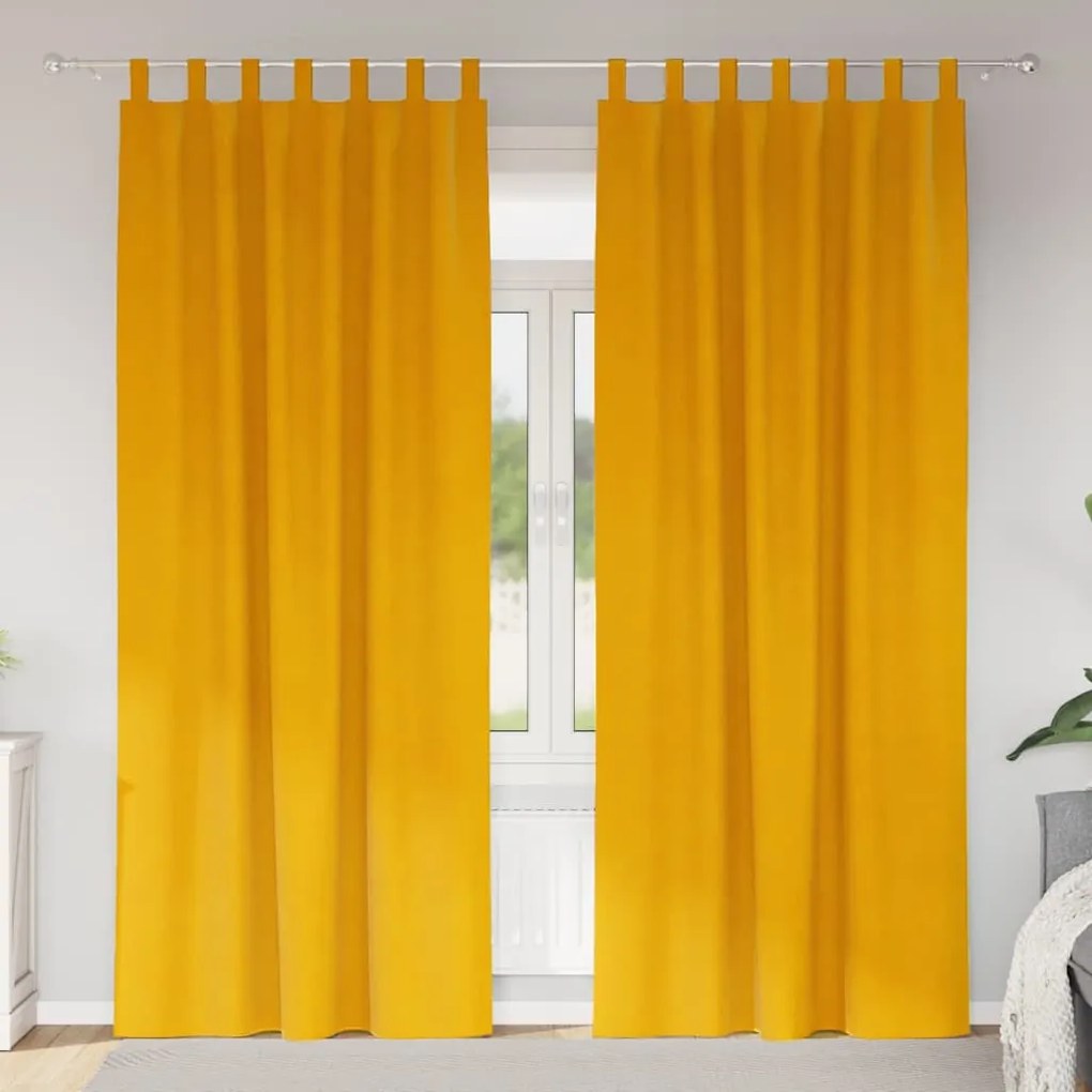 vidaXL Κουρτίνες 2 pcs κίτρινο μουσταρδί 140 x 225 cm Βελούδο