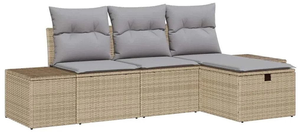 vidaXL Σετ Καναπέ Κήπου 4 pcs Μπεζ 55 x 62 x 69 εκ Πολυ ράταν