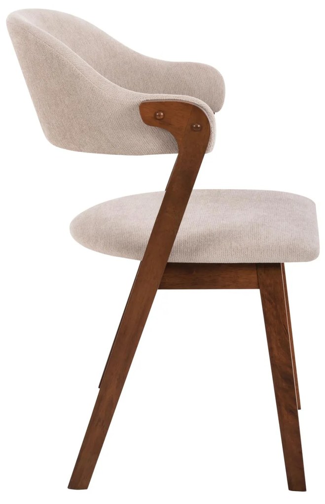 Καρέκλα RIDER Rubberwood Καρυδί και Εκρού ύφασμα 59x59x83Yεκ. 2αδα 59x59x83 εκ.