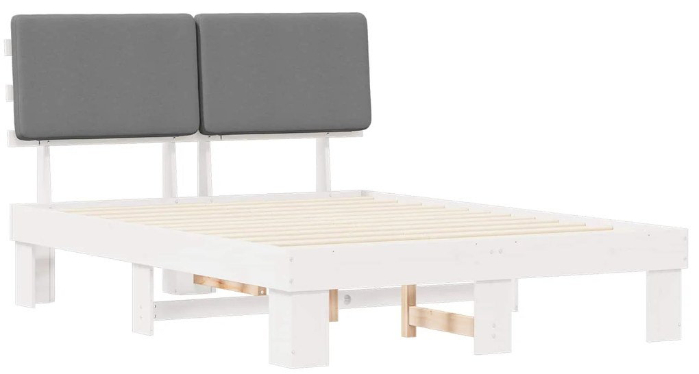 vidaXL Σκελετός Κρεβατιού με Επενδεδυμένο Κεφαλάρι Ανοιχτό γκρι