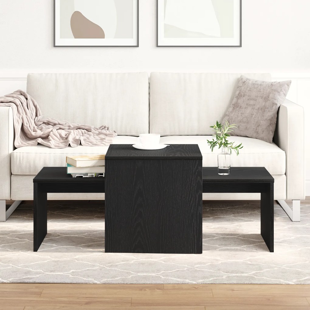 vidaXL Σετ Τραπέζι Μαύρης Δρυός 100x48x40 εκ. Φτιαγμένο από Ξύλο