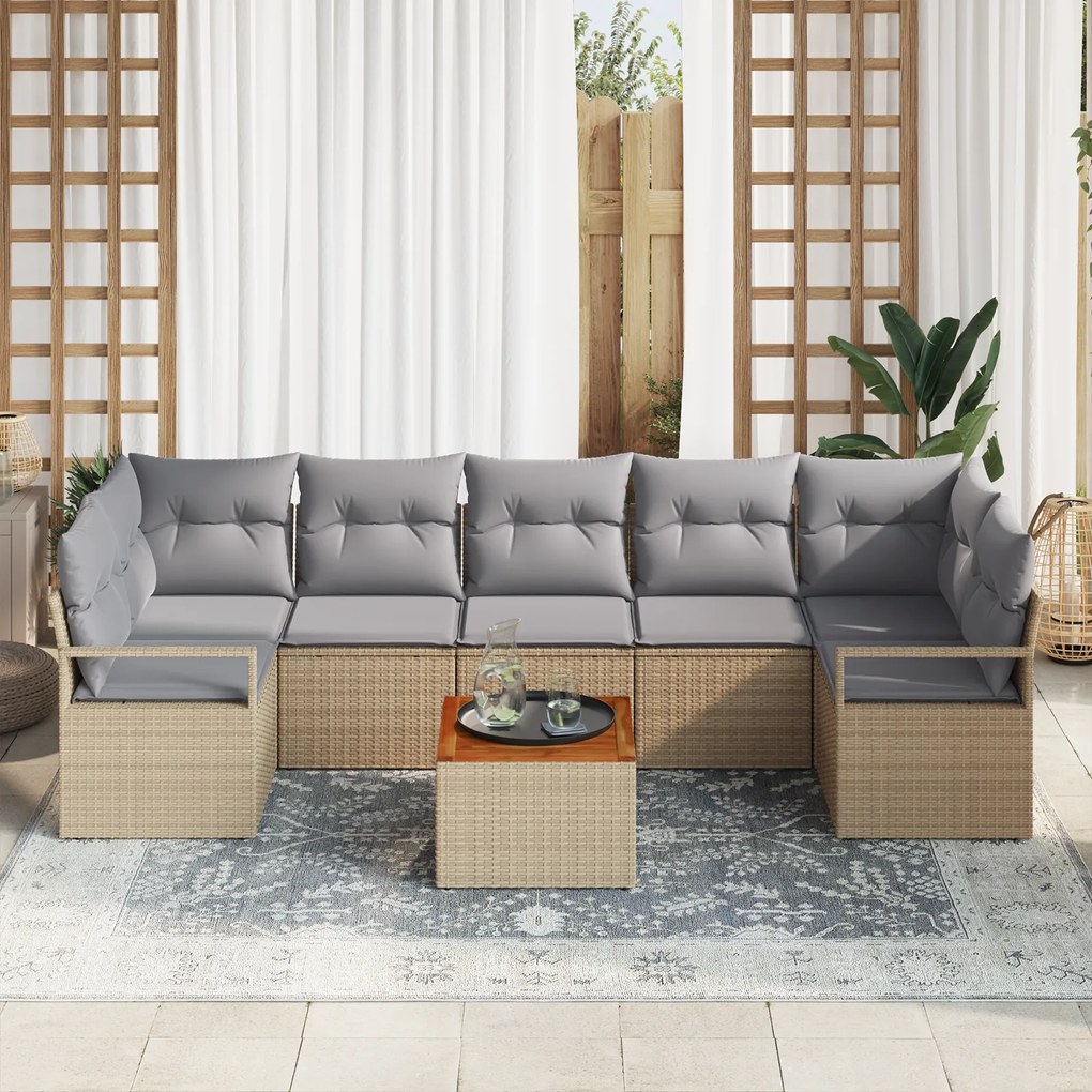vidaXL Σετ Σαλονιού Κήπου 8 pcs Μπεζ, ανοιχτό γκρι