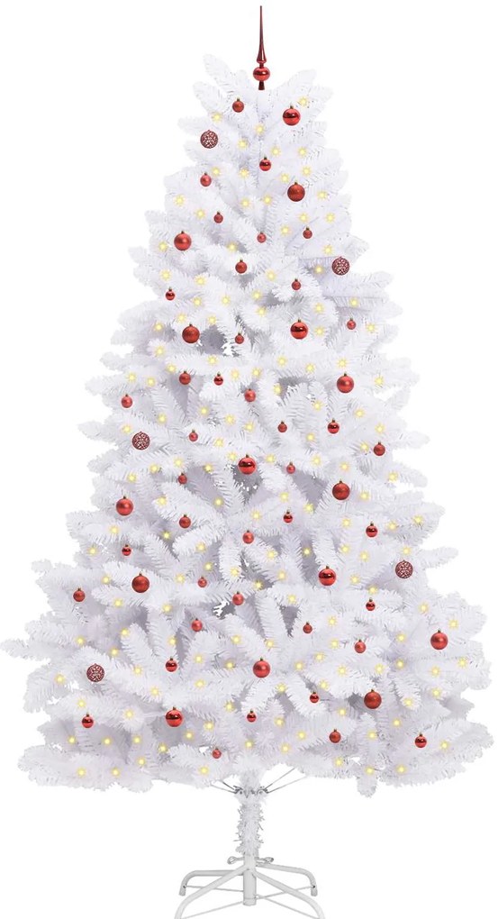 vidaXL Τεχνητό Χριστουγεννιάτικο Δέντρο με Άξονα με βάση Λευκό 300 cm