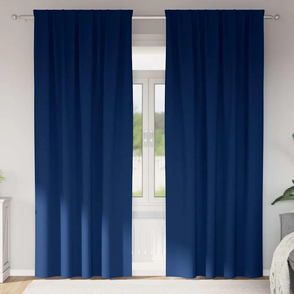 vidaXL Κουρτίνες 2 pcs Σκούρο Μπλε 260 x 140 εκ. Πολυεστέρας