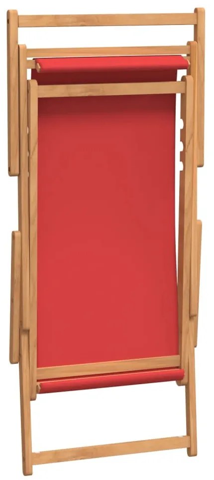 vidaXL Καρέκλα Παραλίας Πτυσσόμενη Κόκκινη από Μασίφ Ξύλο Teak