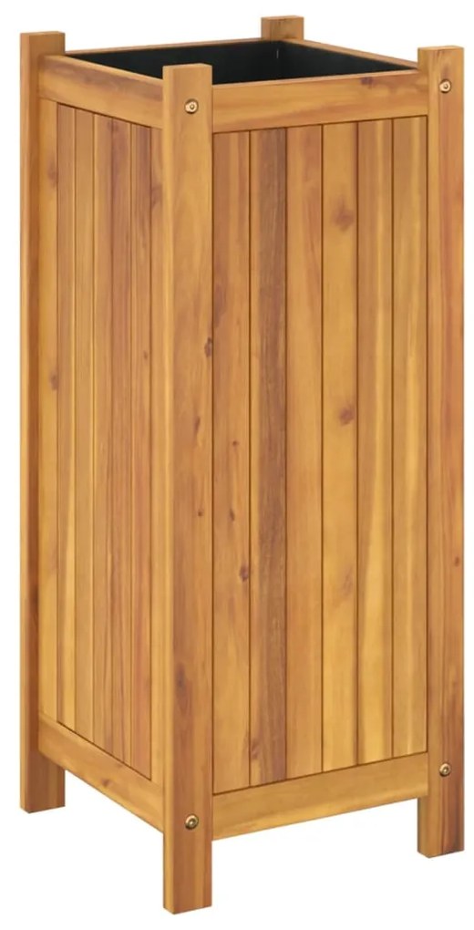 vidaXL Ζαρντινιέρα Κήπου με Επένδυση 31x31x75 εκ. Μασίφ Ξύλο Ακακίας