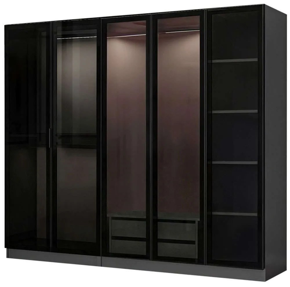 Ντουλάπα Πεντάφυλλη Kale 506MNR2587 225x52x210cm Anthracite-Black Five Door