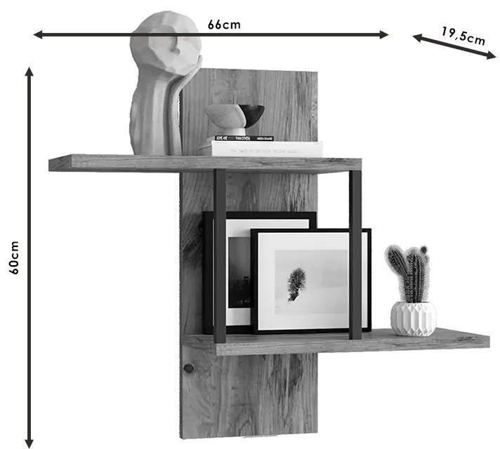 Ραφιέρα τοίχου Horatio pakoworld sonoma 66x19.5x60εκ