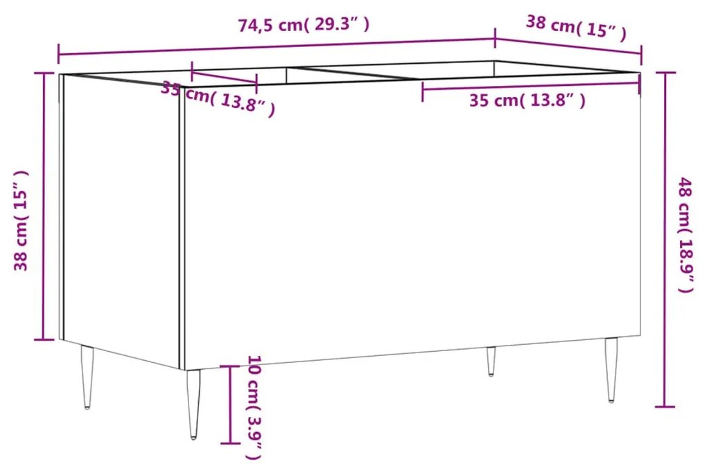 Δισκοθήκη Sonoma Δρυς 74,5 x 38 x 48 εκ. από Επεξεργασμένο Ξύλο - Καφέ