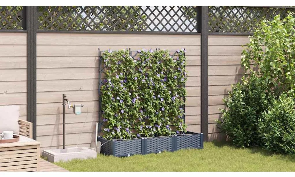 vidaXL Ζαρντινιέρες κήπου Γκρι 120 x 40 x 126 cm Ατσάλι