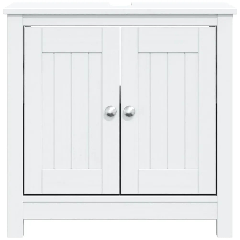 vidaXL Ντουλάπι Νιπτήρα BERG Λευκό 60 x 34 x 59 εκ. Μασίφ Ξύλο Πεύκου