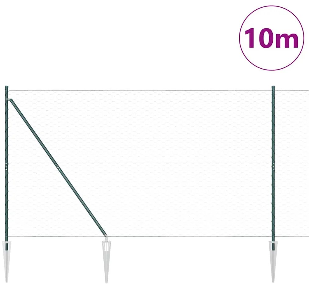 vidaXL Φράχτης με Στήλες. Πράσινο 1.5 x 10 m Ατσάλι με επικάλυψη PVC