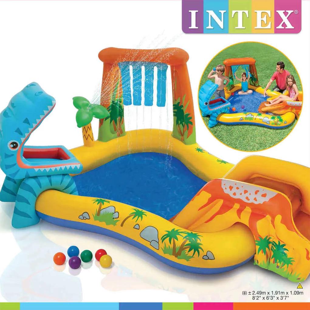 INTEX Φουσκωτή Πισίνα Dinosaur Play Center 249x191x109 εκ. 57444NP