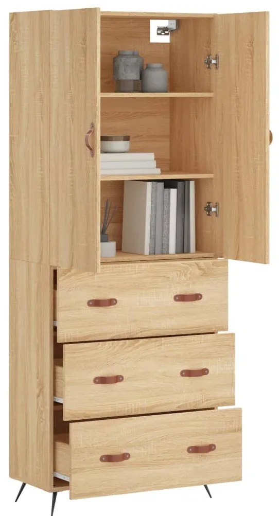 vidaXL Ντουλάπι Sonoma δρυς 69,5 x 34 x 180 εκ. από Επεξεργασμένο Ξύλο