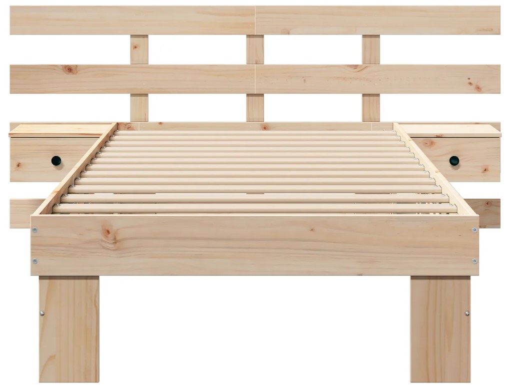 vidaXL Σκελετός Κρεβατιού Καφέ 90 x 190 cm Μασίφ ξύλο πεύκου