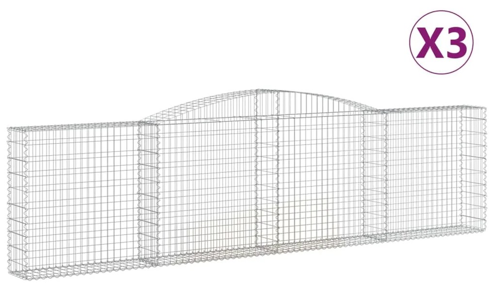 vidaXL Συρματοκιβώτια Τοξωτά 3 τεμ. 400x30x100/120 εκ. Γαλβαν. Ατσάλι
