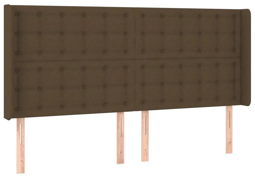 Κεφαλάρι Κρεβατιού LED Σκούρο Καφέ 163x16x118/128εκ. Υφασμάτινο - Καφέ