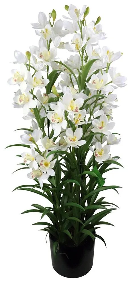 Τεχνητό Φυτό Ορχιδέα Cymbidium Orchid 2401-6 125cm White Supergreens Leather,Plastic