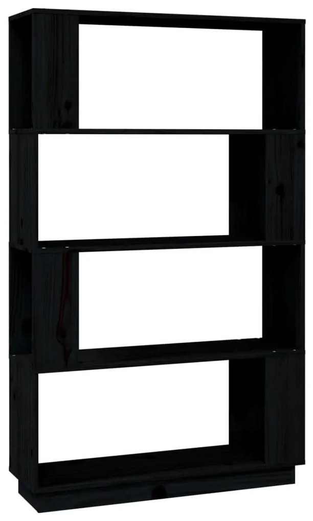 vidaXL Βιβλιοθήκη/Διαχωριστικό Χώρου Μαύρο 80x25x132 εκ. Μασίφ Πεύκο