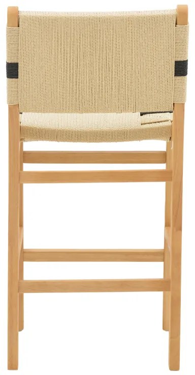 Σκαμπό μπαρ Julien pakoworld rubberwood φυσικό-έδρα φυσικό-μαύρο σχοινί 45x46x95εκ