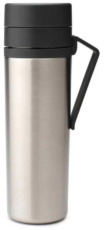 Μπουκάλι θερμότητας Brabantia Make&Take 1008487, 500 ml, διπλά τοιχώματα, χωρίς BPA, Inox/σκούρο γκρι