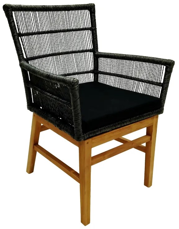 Intrahome Πολυθρόνα Inca Intrahome  teak ξύλο και συνθετικό σχοινί σε φυσική-μαύρη απόχρωση με μαξιλάρι 60x61x90εκ | SKU: INTRAPA-454111118