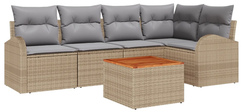 vidaXL Σετ Καναπέ Κήπου 6 pcs Beige, ανοιχτό γκρι Μεγάλο
