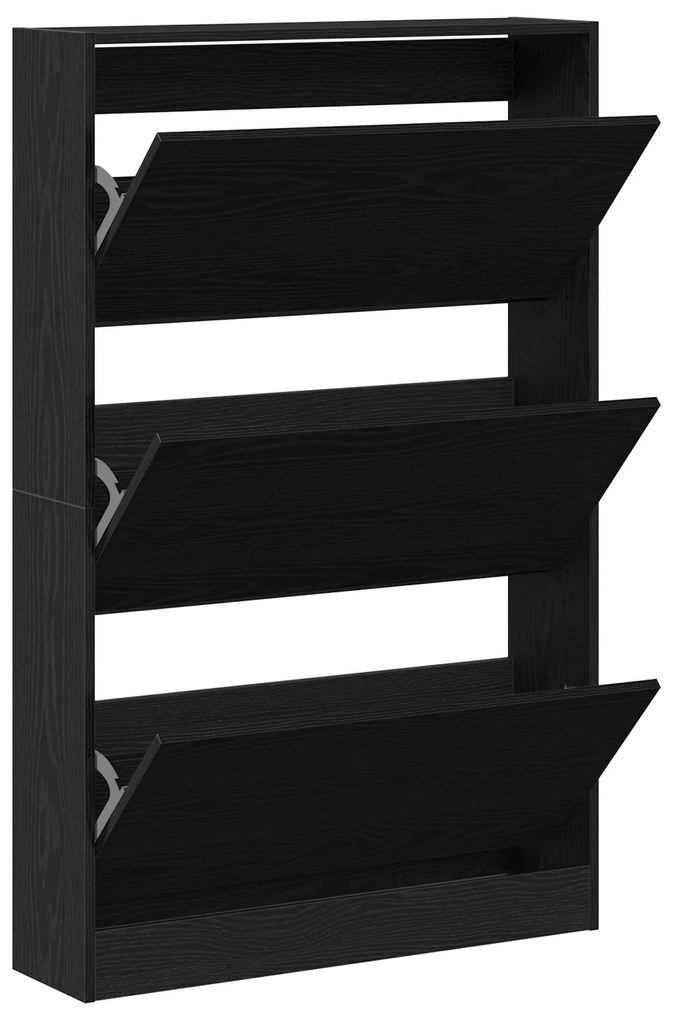 vidaXL ντουλάπα παπουτσιών  Μαύρο Δρυς 80x21x125,5 εκ Επεξεργασμένο ξύλο