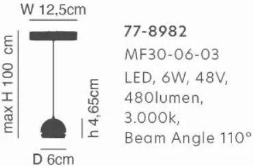 MF30-06-03 MAGNETIC FLEX 48V Pendant Module 6W 480Lm 3000K Lightings Surface Mounted Black 1Γ