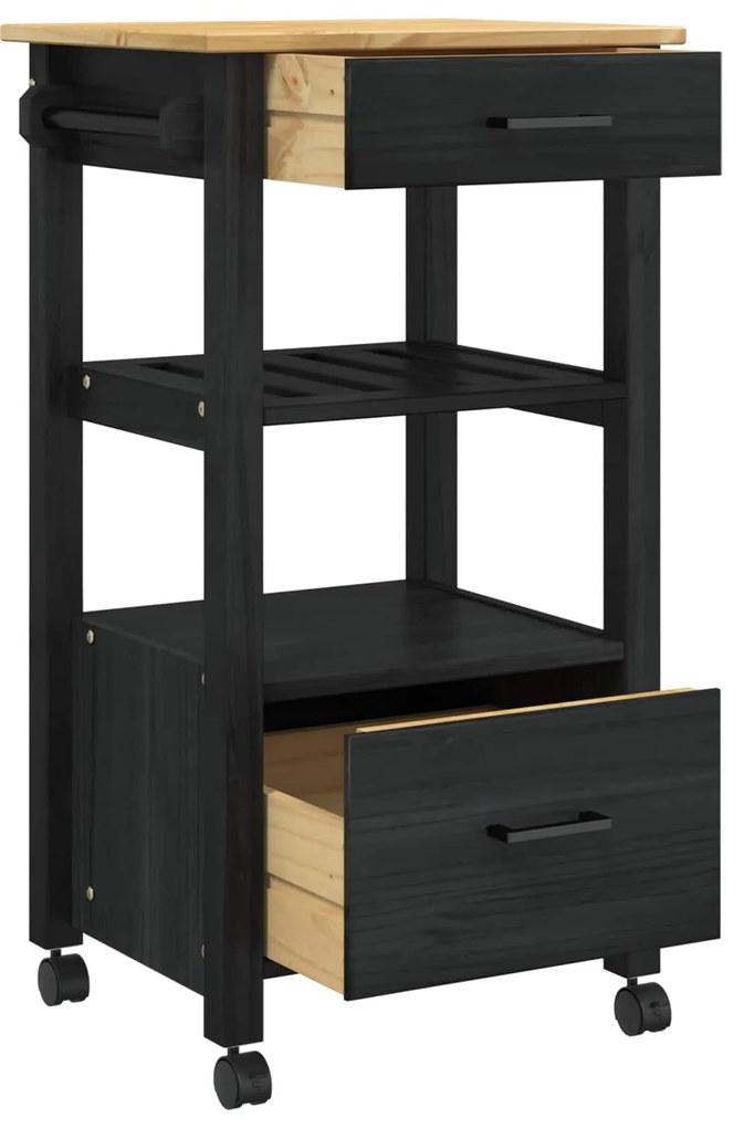 vidaXL Καρότσι Κουζίνας Μονόχρωμο Μαύρο 48 x 40 x 88,5 εκ.