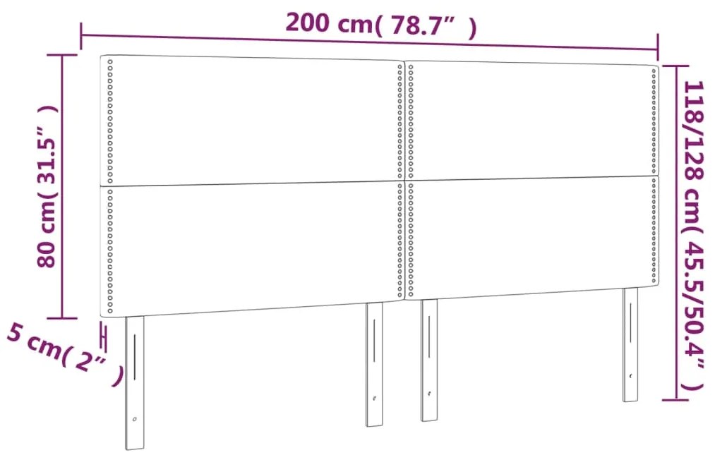 vidaXL Κεφαλάρι Κρεβατιού LED Σκούρο Γκρι 200x5x118/128 εκ. Βελούδινο