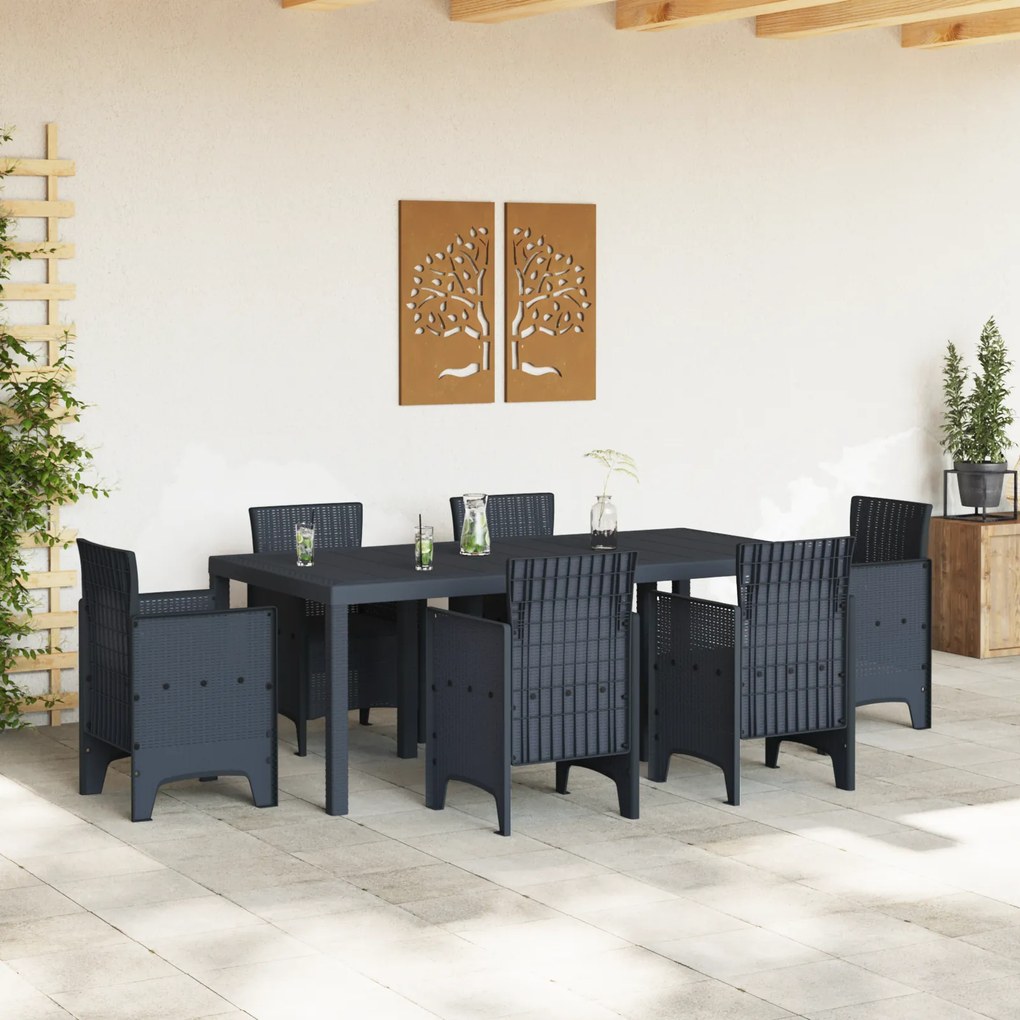 vidaXL Τραπέζι Κήπου Ανθρακί 200x100x73 εκ. Πολυ Ράτταν