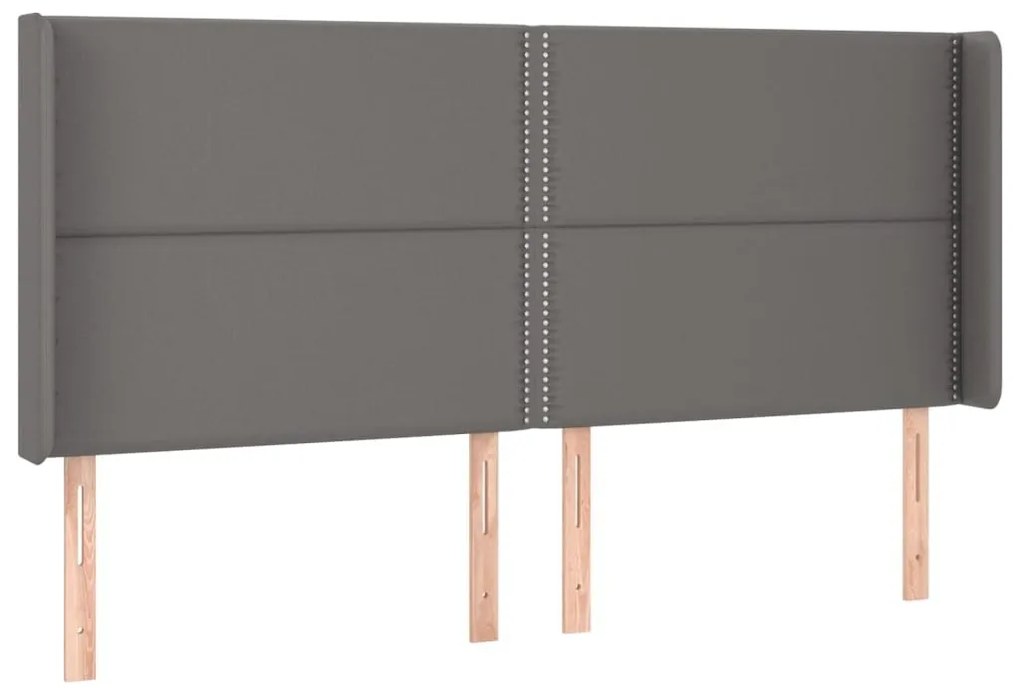 Κεφαλάρι με Πτερύγια Γκρι 183x16x118/128 εκ. Συνθετικό Δέρμα - Γκρι