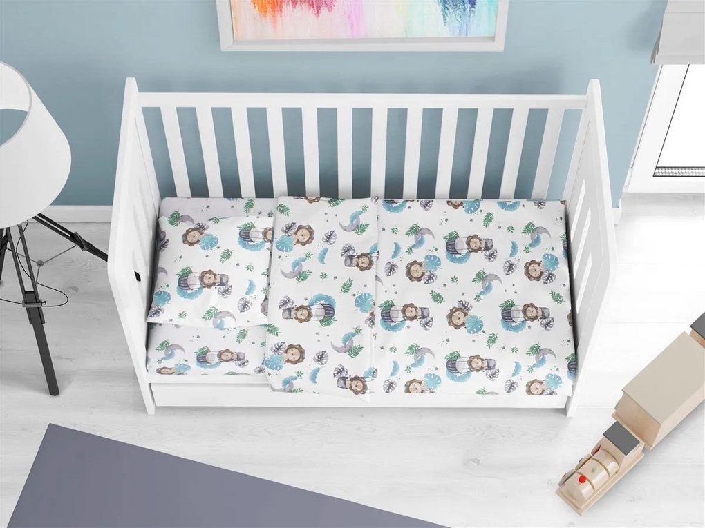DIMcol Κατωσέντονο Με Λάστιχο bebe Lion 533 0,70X1,40X0,15 Sky Blue 100% Cotton 31112019040