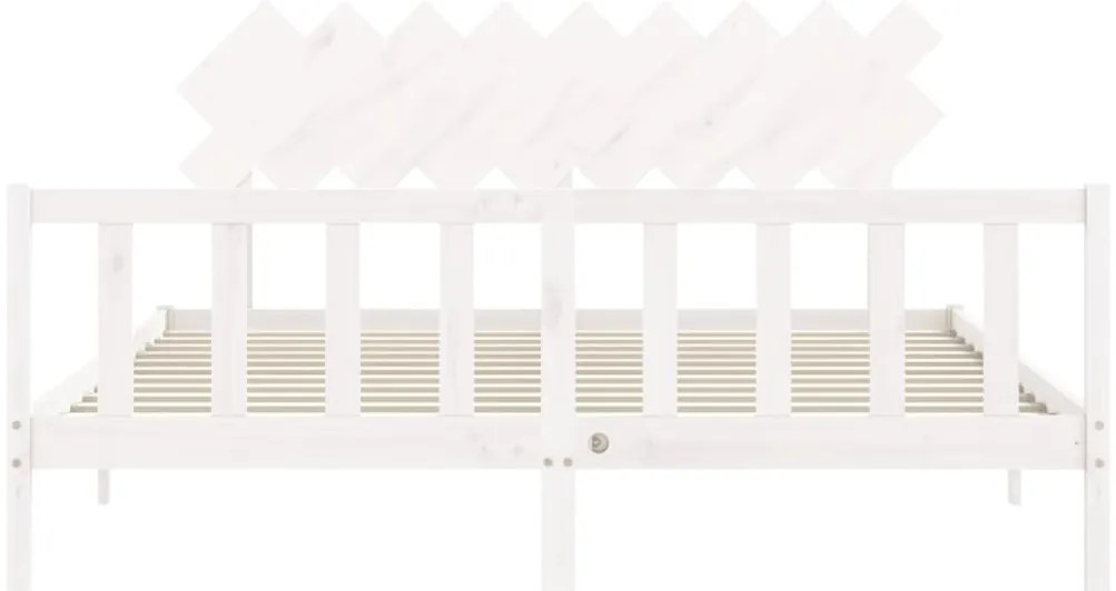 vidaXL Πλαίσιο Κρεβατιού με Κεφαλάρι Λευκό Μασίφ Ξύλο Super King