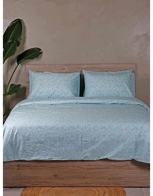 Σετ Σεντόνια Cotton Feelings 2040 Aqua Υπέρδιπλο με λάστιχο (170x205+30)