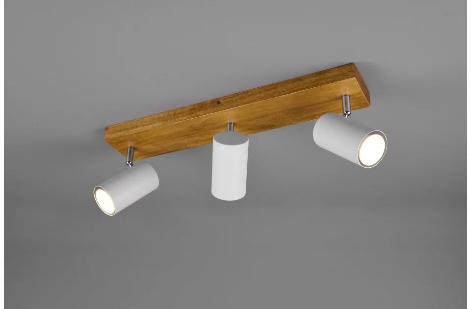 Σποτ Φωτιστικό Οροφής 3xGU10 Όψη Ξύλου Κινητό Marley Trio Lighting-812400331-Λευκό 812400331