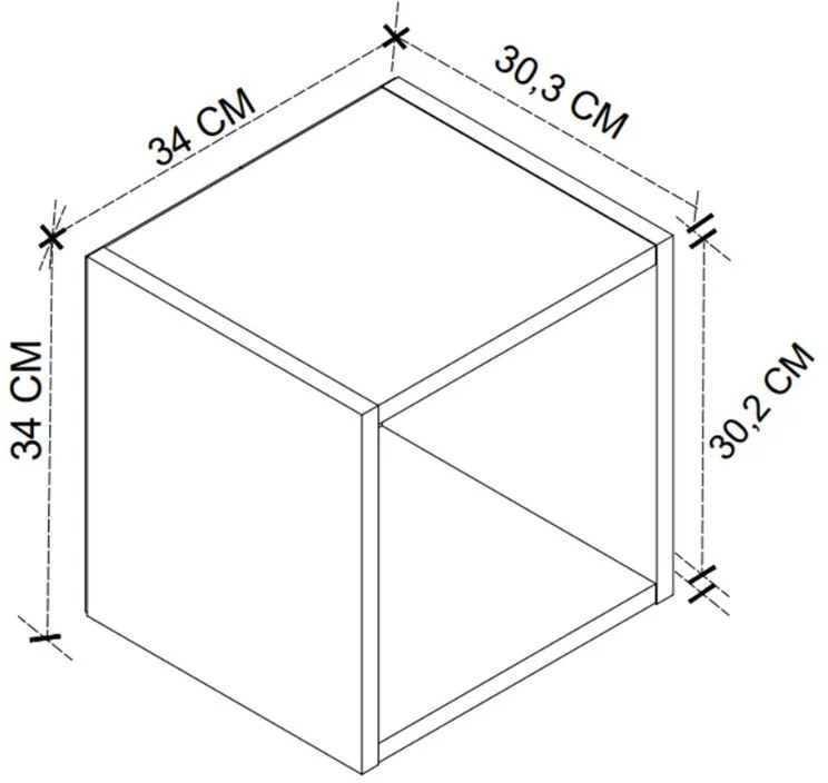 Κομοδίνο επιτοίχιο Beny Megapap χρώμα λευκό 34x30,3x34εκ.