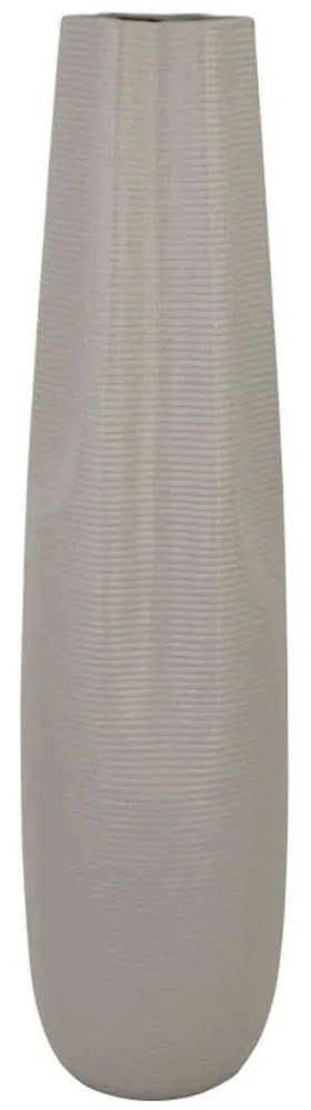 Βάζο Τσαλακωτό Γραμμωτό 15-00-22512-75 Φ18x78cm Light Grey Marhome Ceramic