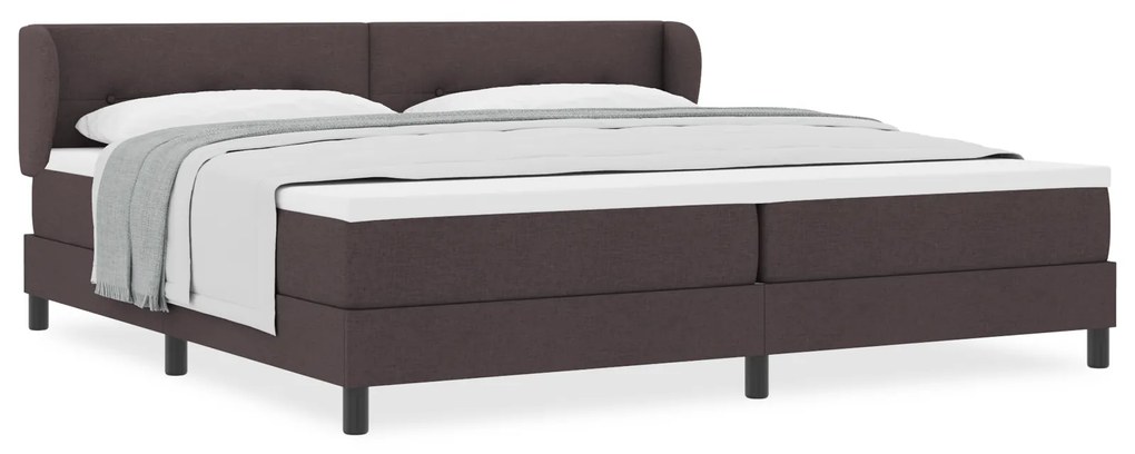 vidaXL Κρεβάτι Box Spring με Στρώμα Σκούρο Καφέ 200x200 εκ. Υφάσματος