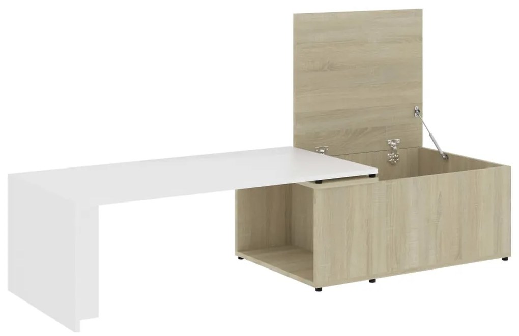 vidaXL Τραπεζάκι Σαλονιού Λευκό/Sonoma Δρυς 150x50x35 εκ. Μοριοσανίδα